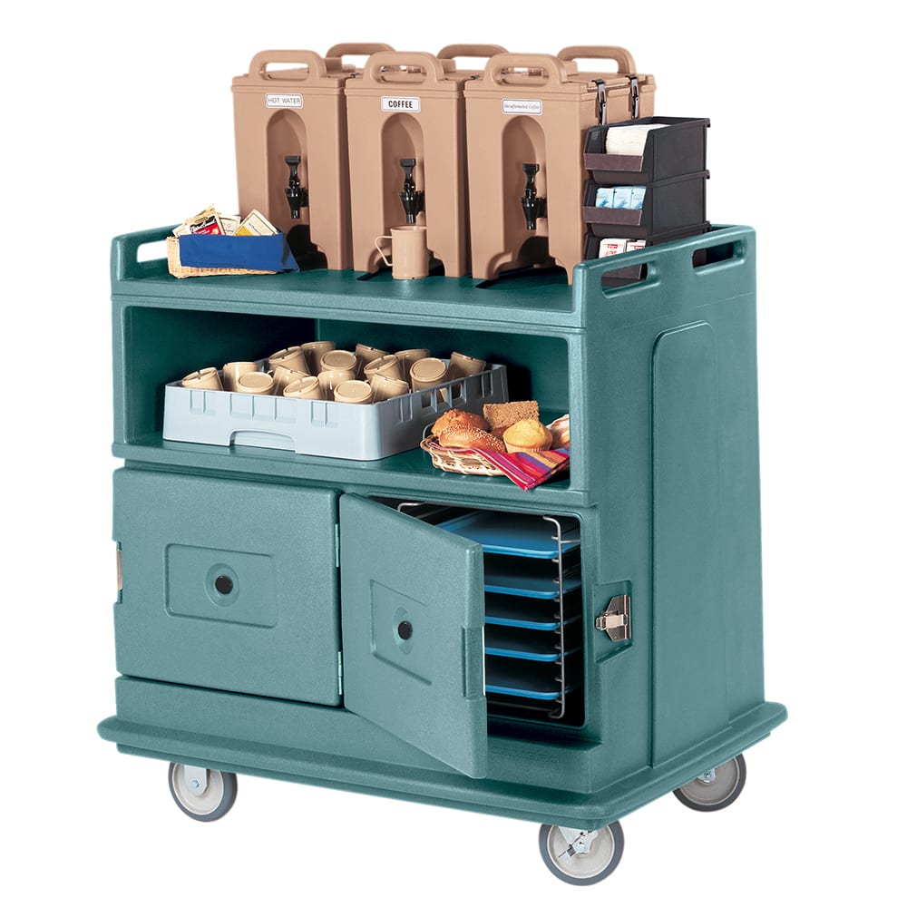 144-MDC24401 44 1/2" Polymer Beverage Service Cart, 30"D x 44"H, Blue