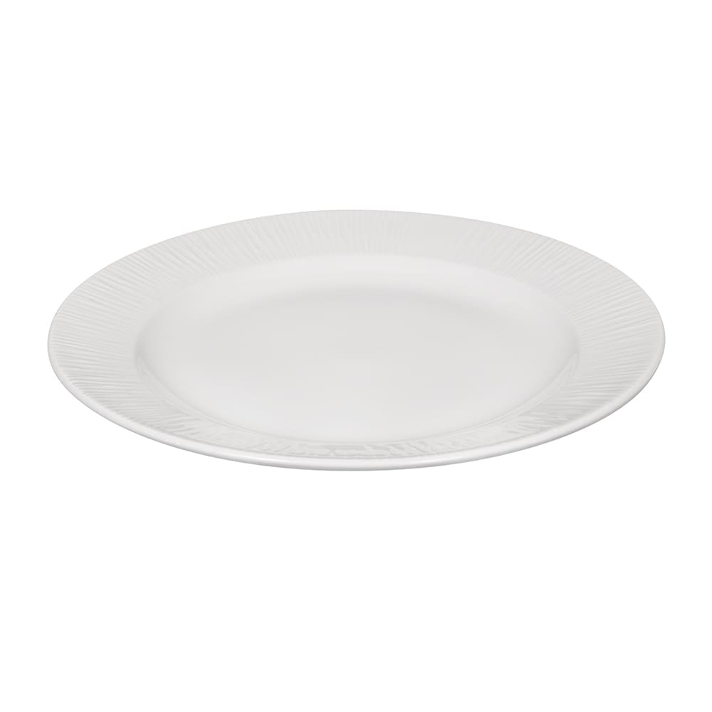 893-WHBALF581 10 7/8" Round Bamboo Plate - Ceramic, White