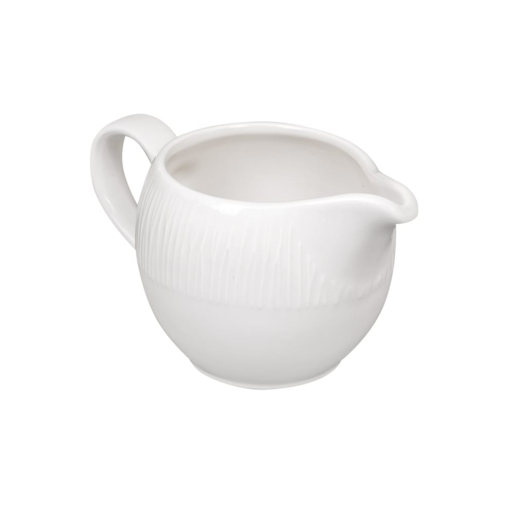 893-WHBALJ81 8 oz Bamboo Creamer - Glazed Ceramic, White