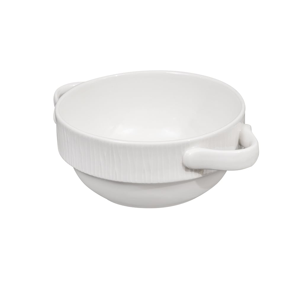 893-WHBALH141 13 3/10 oz Round Bamboo Bowl - Ceramic, White