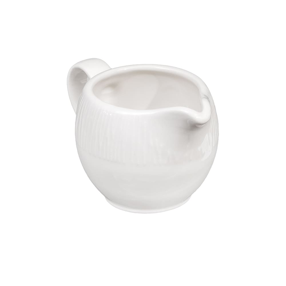 893-WHBALJ41 4 oz Bamboo Creamer - Glazed Ceramic, White