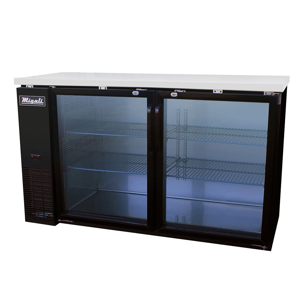Migali C-BB60G-HC 60 4/5" Bar Refrigerator - 2 Swinging Glass Doors, 115v