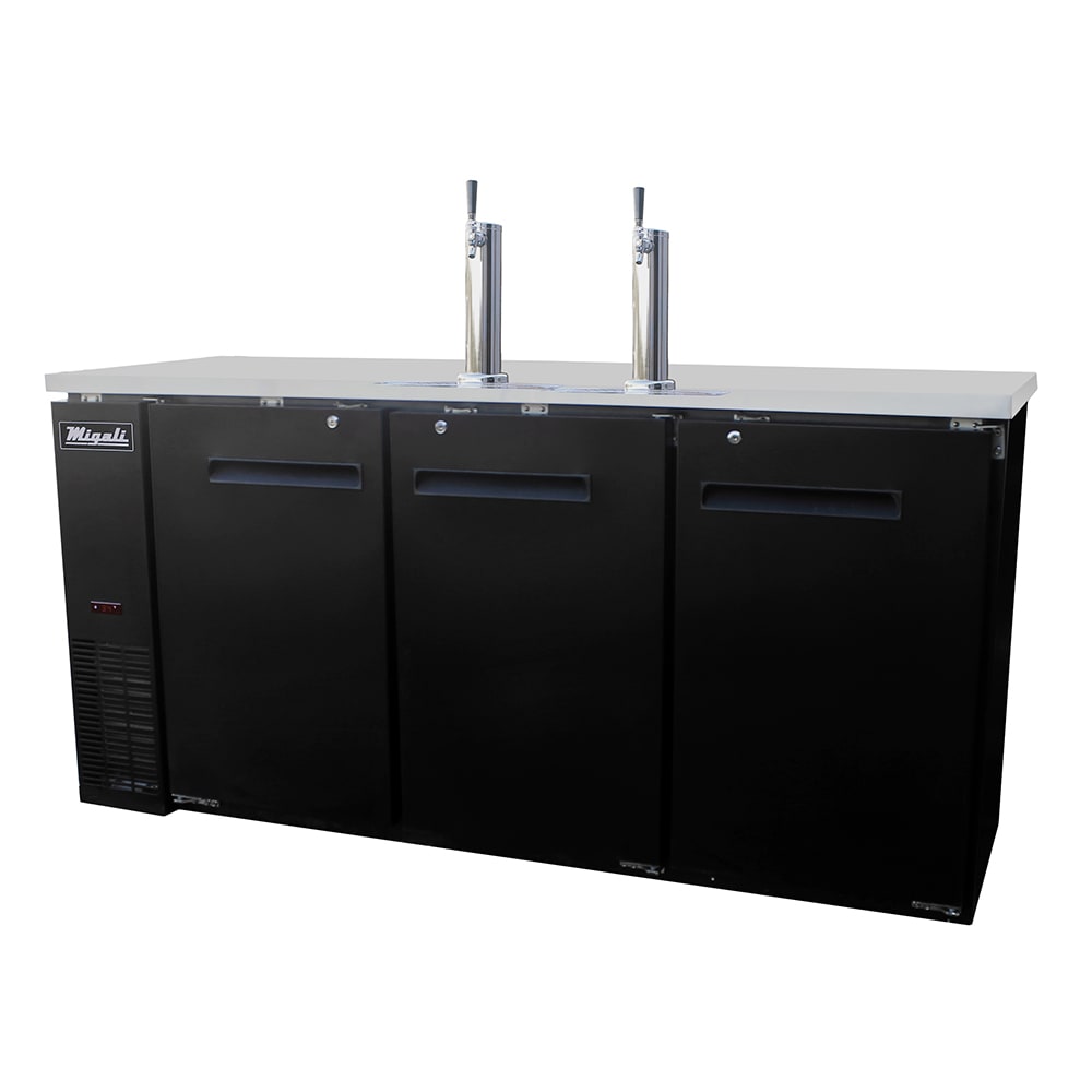 338-CDD723HC 72 4/5" Kegerator Beer Dispenser w/ (3) Keg Capacity - (2) Columns, Black, 115v