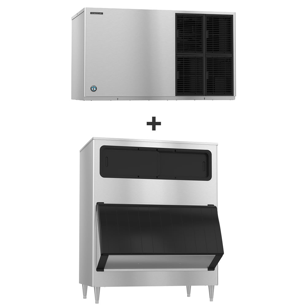440-KM1601SWJ3B1300 1671 lb KM Series Crescent Cube Ice Machine w/ Bin - 1304 lb Storage, Water C...