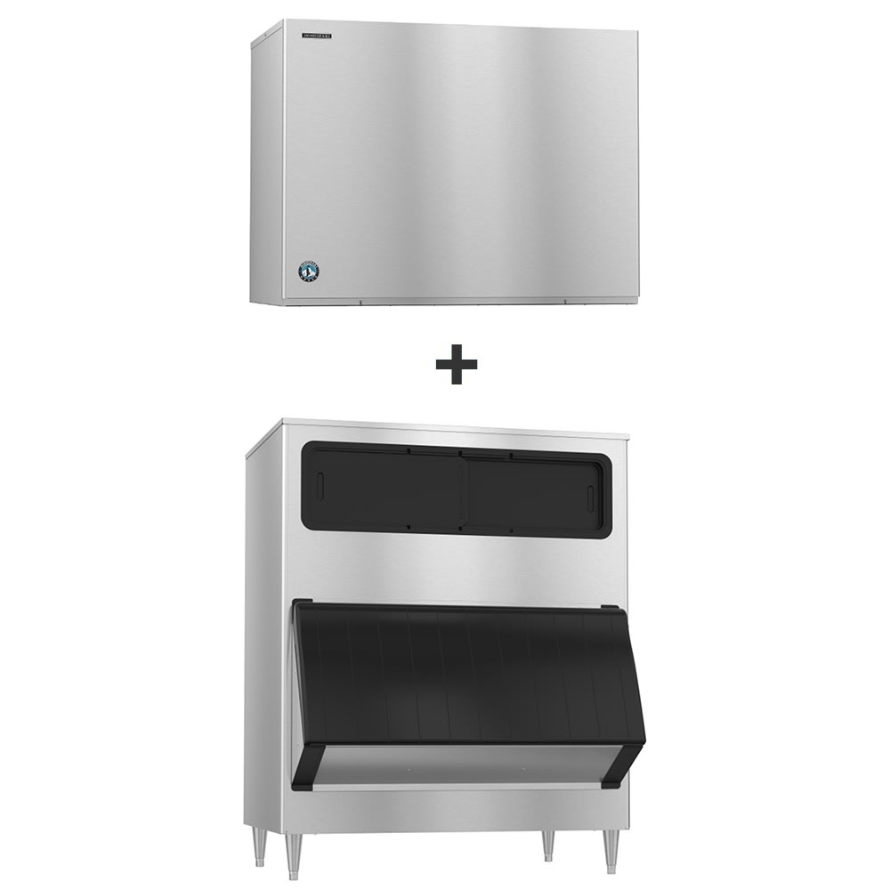 440-KM2200SWJ3B1150 2221 lb KM Series Crescent Cube Ice Machine w/ Bin - 1148 lb Storage, Water C...