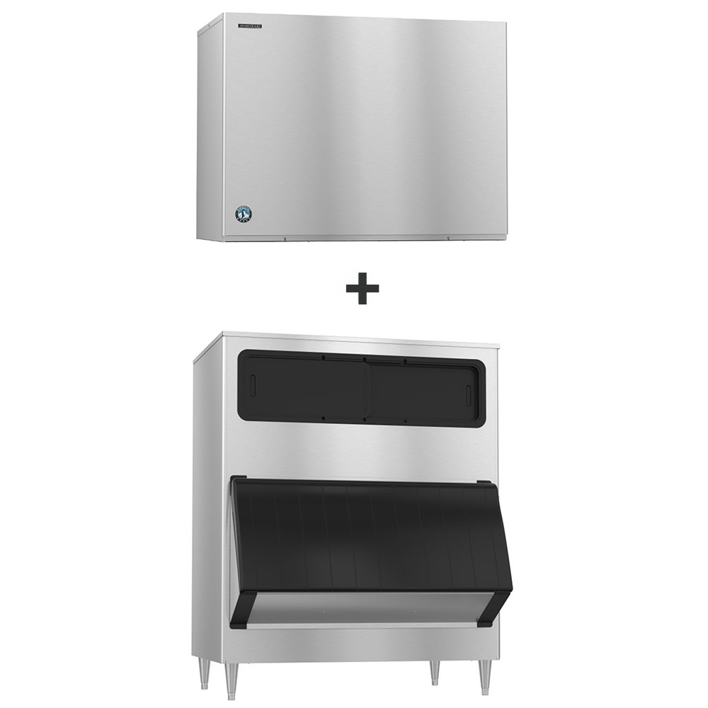 440-KM2200SWJ3B1300 2221 lb KM Series Crescent Cube Ice Machine w/ Bin - 1304 lb Storage, Water C...