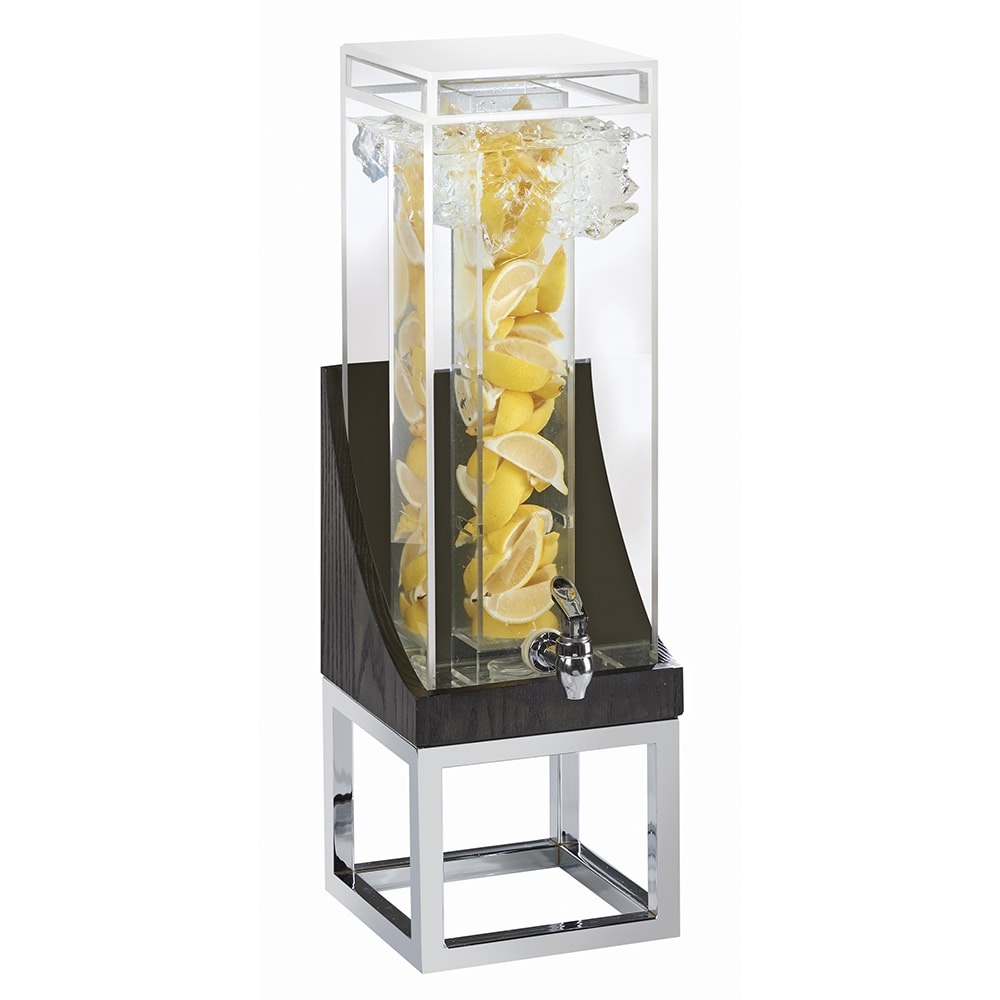 151-3804387 3 gal Beverage Dispenser w/ Ice Tube - Plastic Container, Gray Oak/Silver Base
