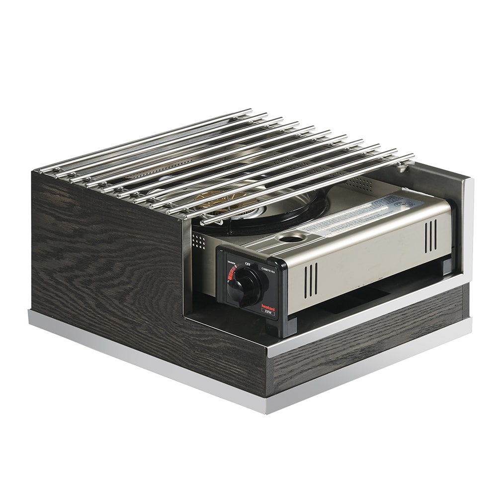 151-381687 Frame w/ Steel Grill Top for Butane Stove - 12"W x 14"D x 7 1/2"H, Oak/...