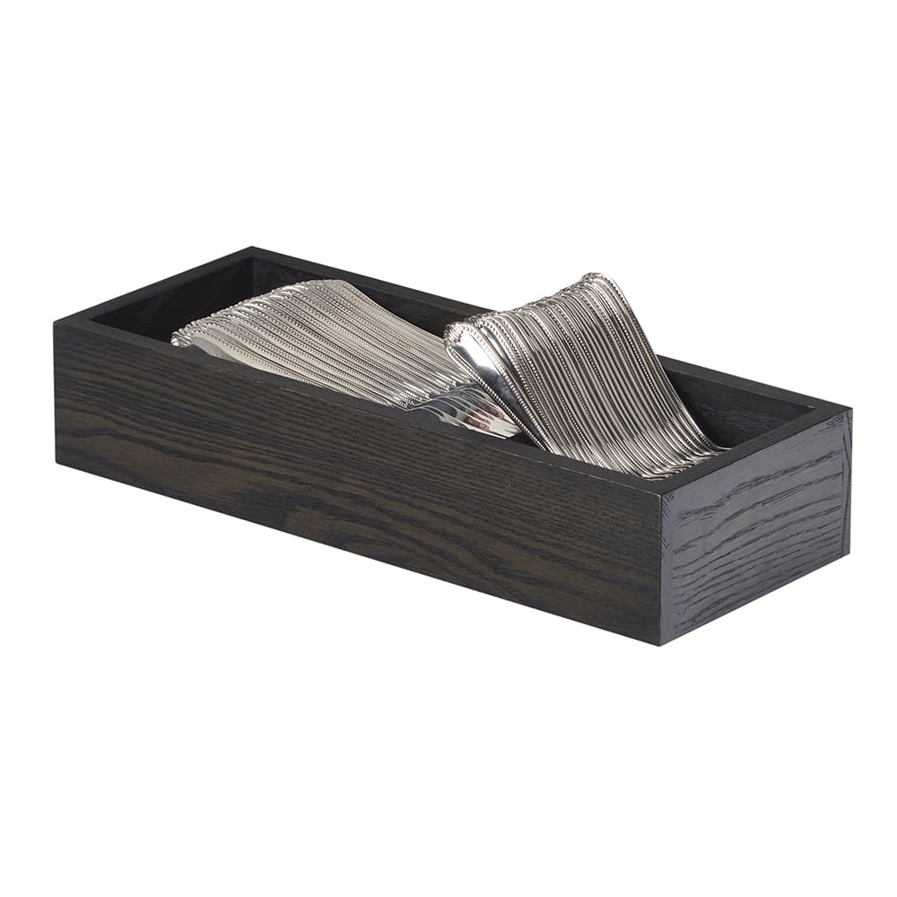 151-381987 2 Compartment Flatware Organizer - 15 1/4" x 5 1/2", Oak, Dark Gray