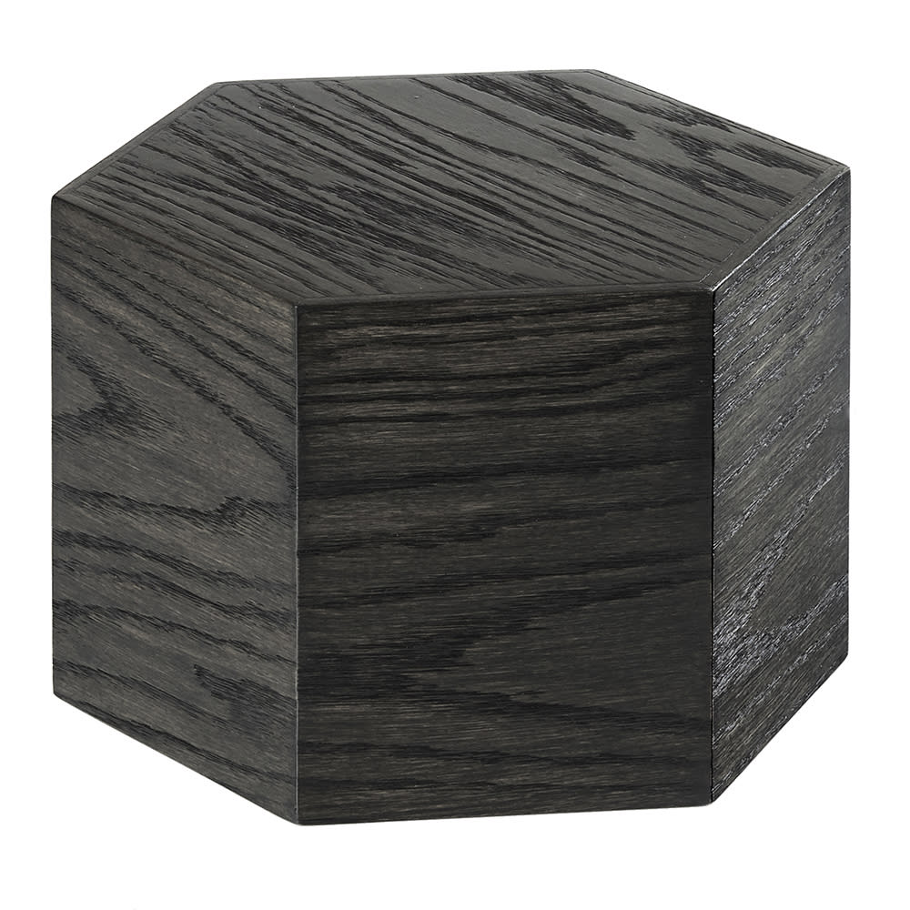 151-435887 12" Hexagon Display Riser - 8"H, Oak, Black