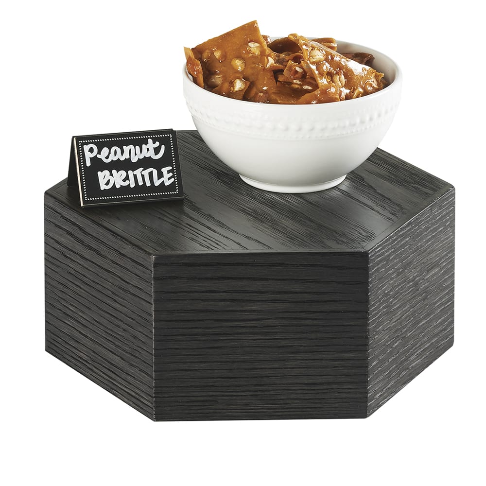151-435587 12" Hexagon Display Riser - 5"H, Oak, Black