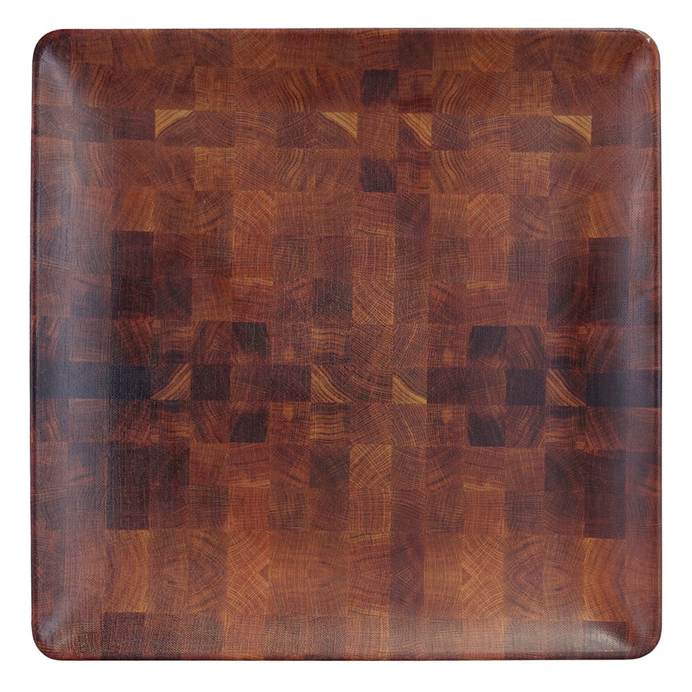 701-ECO1111SQCK 11" Square Melamine Dinner Plate, Wood Pattern