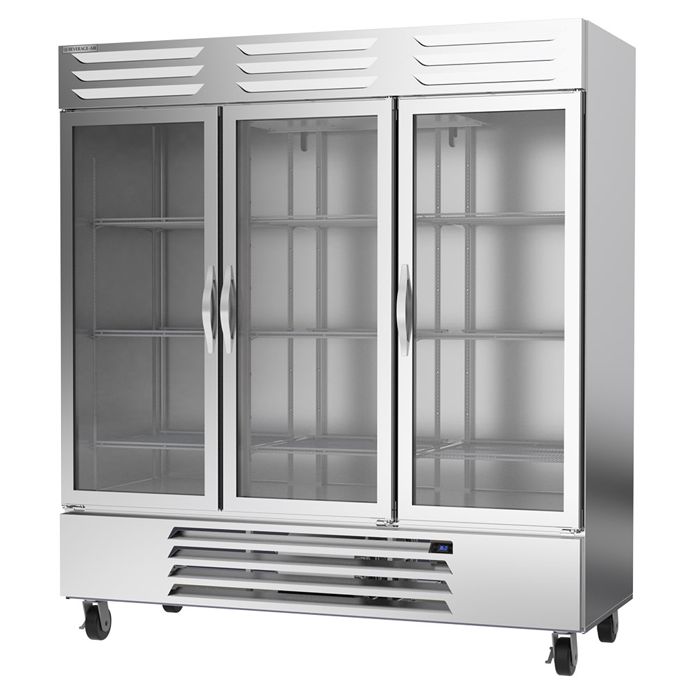 118-RB72HC1G 75" Three Section Reach In Refrigerator, (3) Left/Right Hinge Glass Doors, 115v