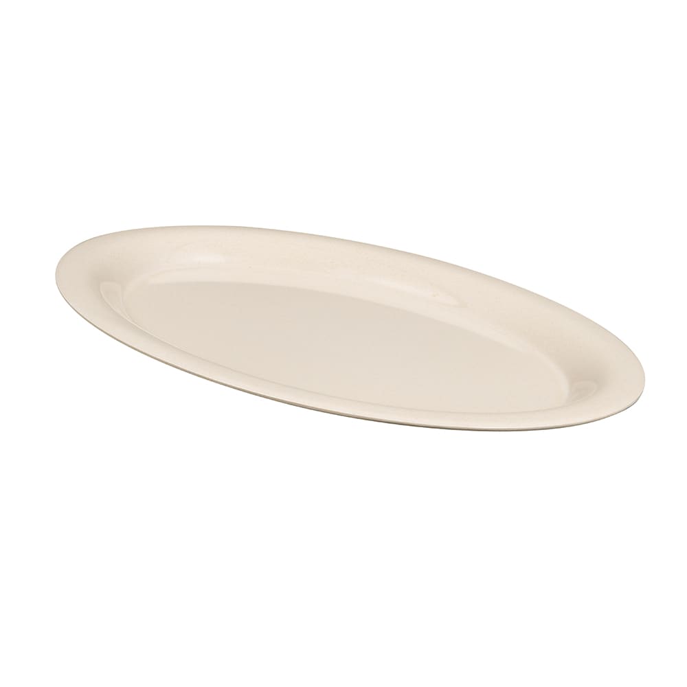 284-BAM1135 13 1/2" x 10 1/4" Oval BambooMel Platter - Melamine, Beige