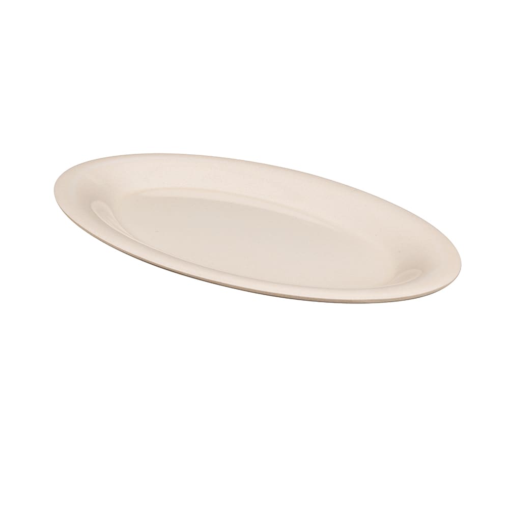 284-BAM1201 12" x 9" Oval BambooMel Platter - Melamine, Beige