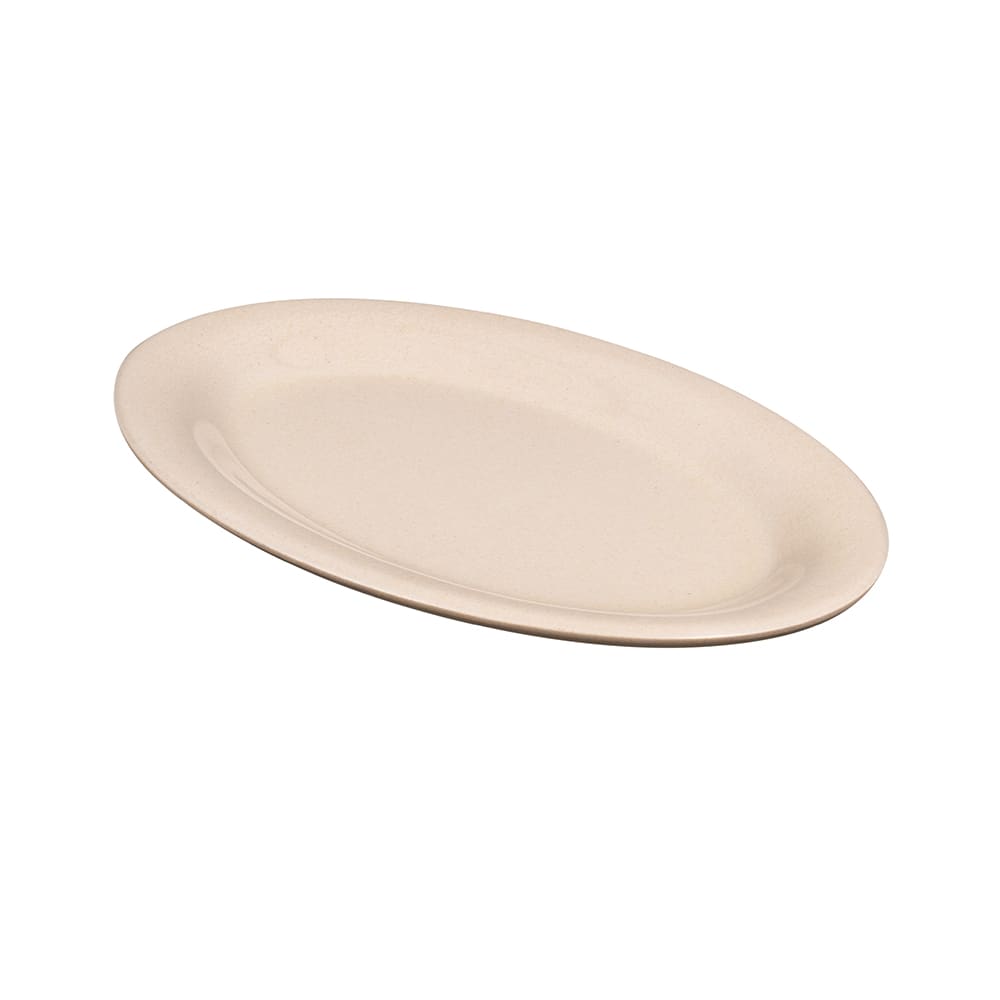 284-BAM1950 9 3/4" x 7 1/4" Oval BambooMel Platter - Melamine, Beige