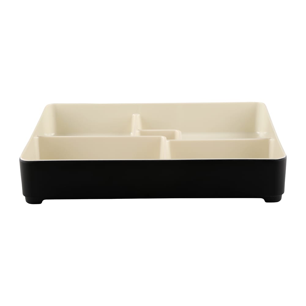 701-JW11852TES Karma Bento Box - 10 3/4" x 8 3/8", Melamine, Ebony/Sand