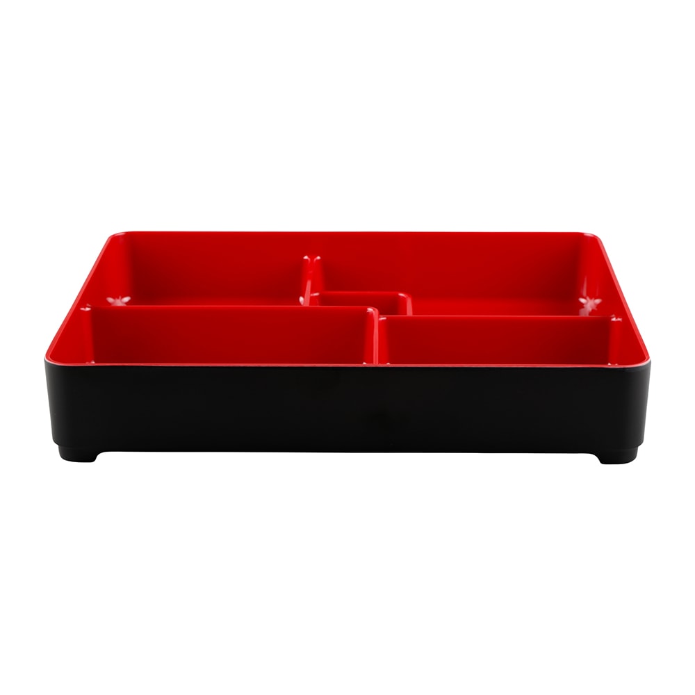 Elite Global Solutions JW11852T-BR Karma Bento Box - 10 3/4" x 8 3/8", Melamine, Black/Red