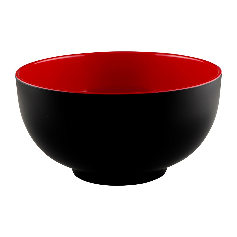 701-JW642TBR 64 oz Round Melamine Bowl, Black/Red