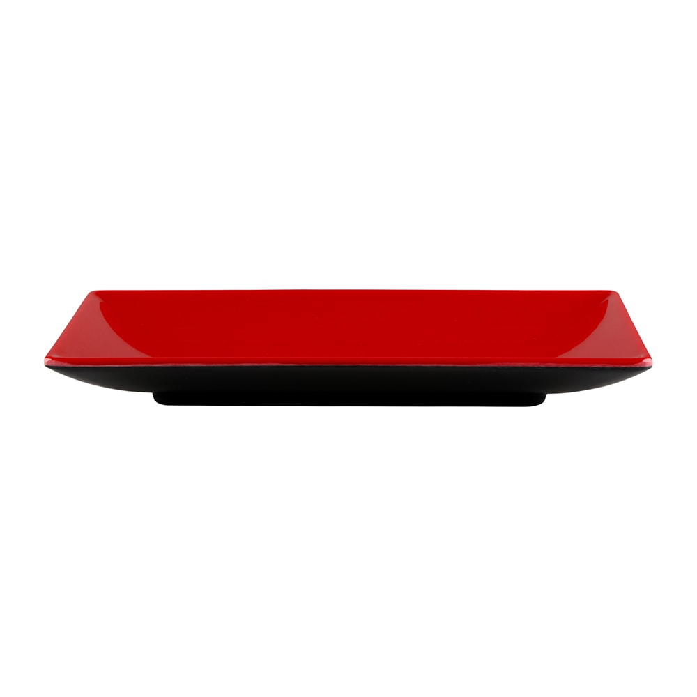 701-JW952TBR Rectangular Melamine Dinner Plate - 9" x 5", Black/Red