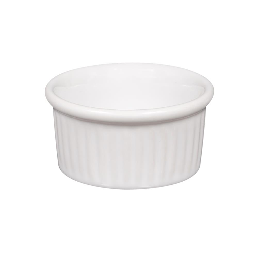 166-CRMK1 1 oz Fluted Ramekin - Ceramic/White