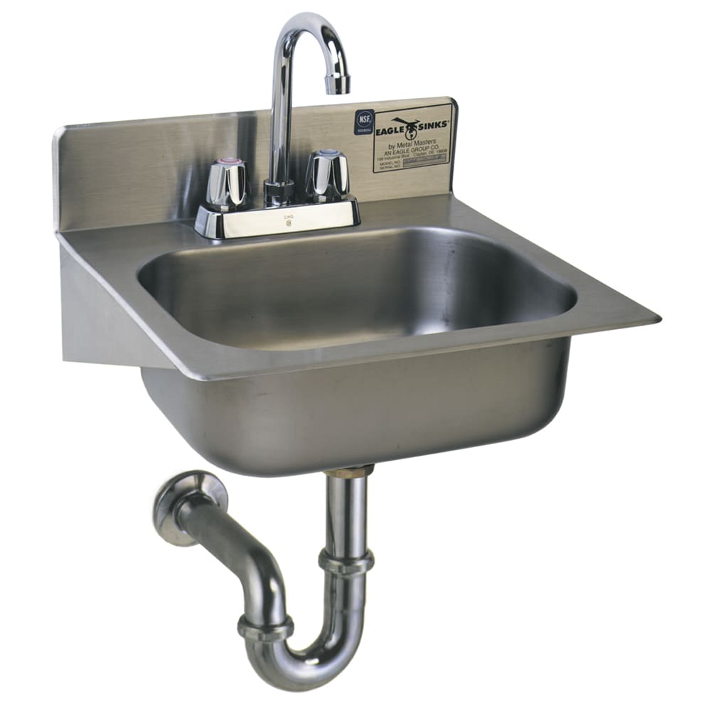 241-HSAE10FA Wall Mount Commercial Hand Sink w/ 14"L x 10"W x 5"D Bowl, Gooseneck...