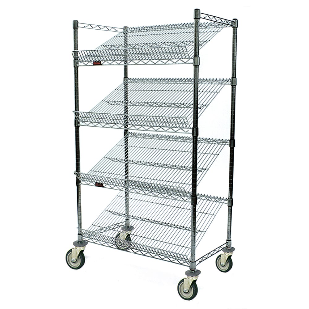 241-M1836Z4 Visual Merchandising Cart - Four 18x36" Shelves, Zinc Finish