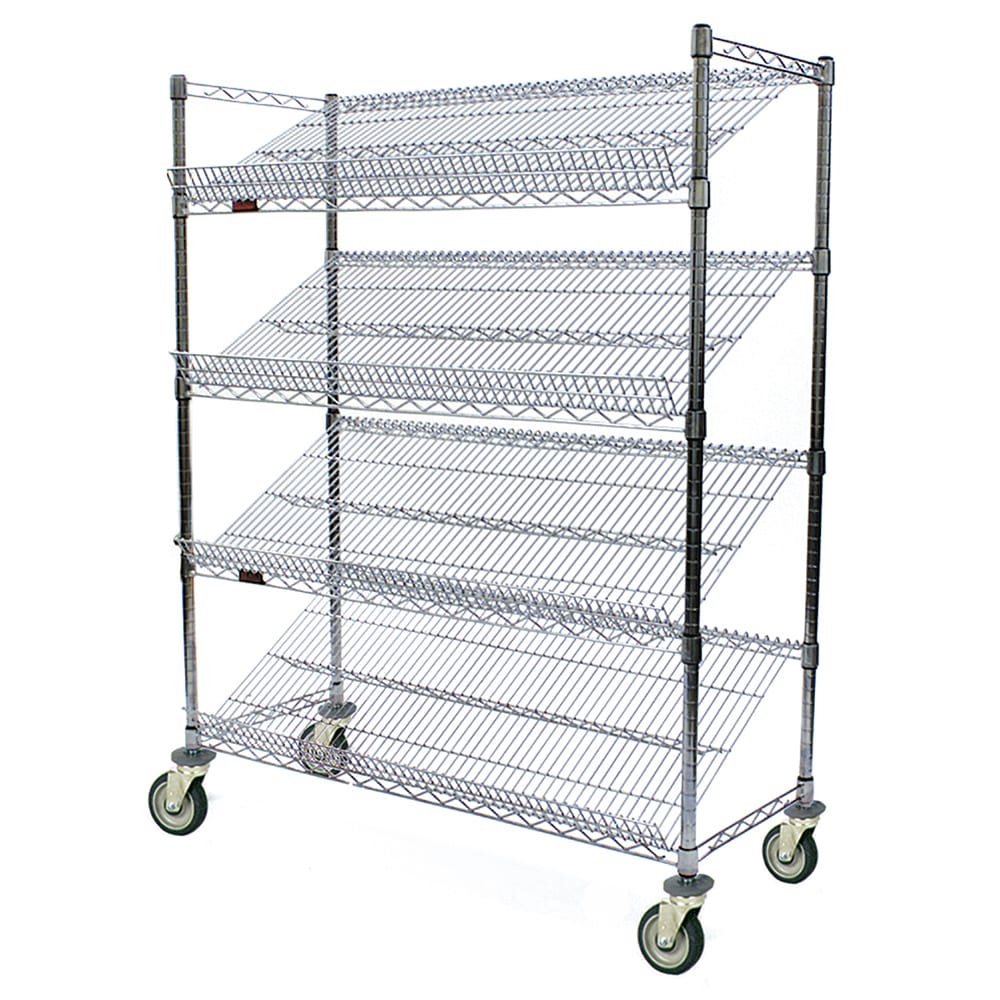 241-M1848Z4 Visual Merchandising Cart - (4) 18x48" Shelves, Chrome Finish