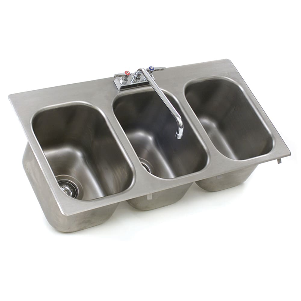 241-SR1014953 (3) Compartment Drop-in Sink - 10" x 14", Drain Included