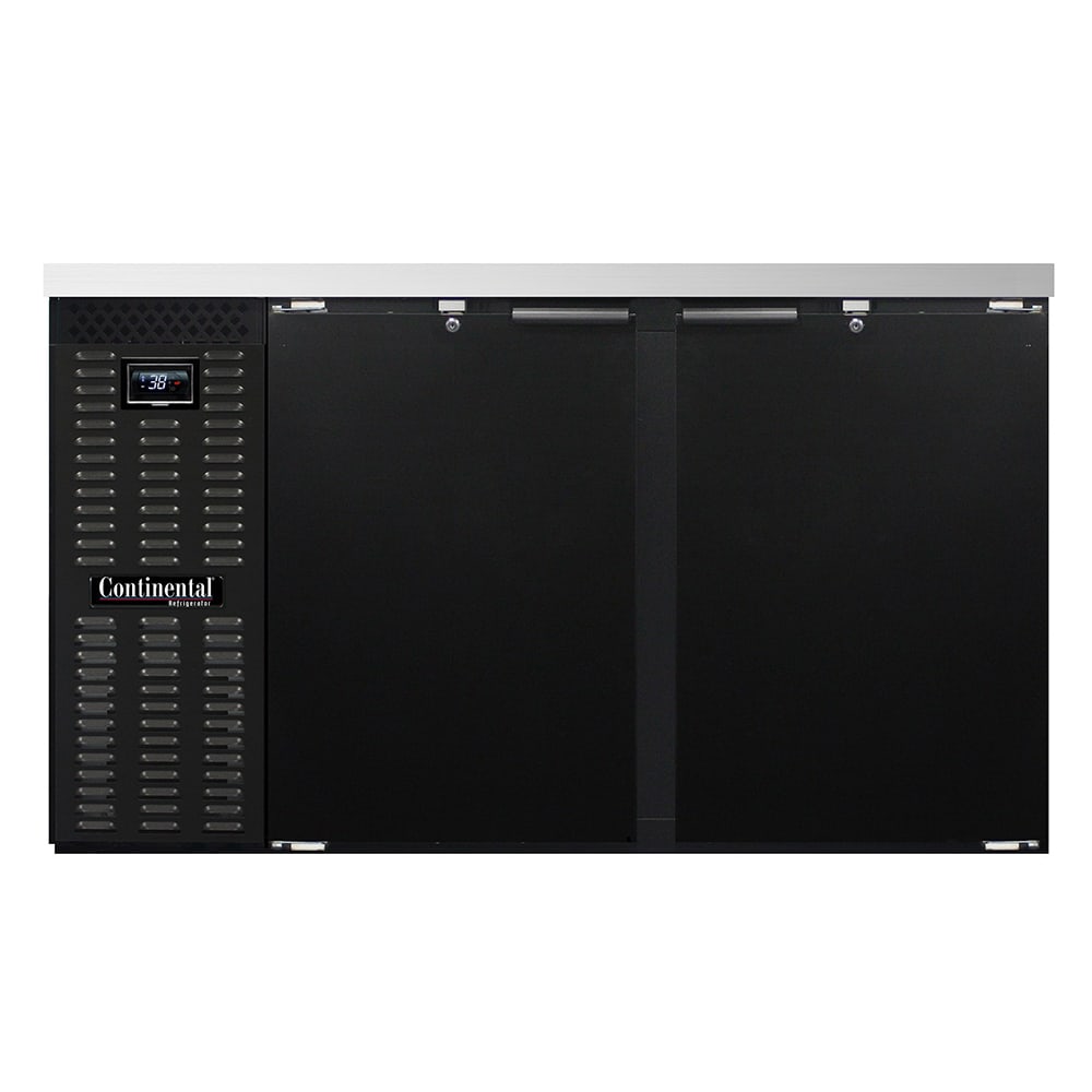 160-BB59N 59" Bar Refrigerator - (2) Swinging Solid Doors, Black, 115v