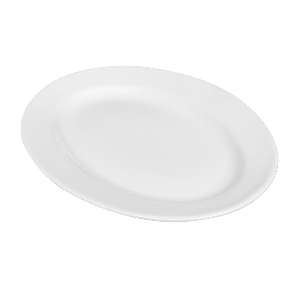 CAC UVS-13 11 3/4" x 7 7/8" Oval Universal Platter - Porcelain, Super White