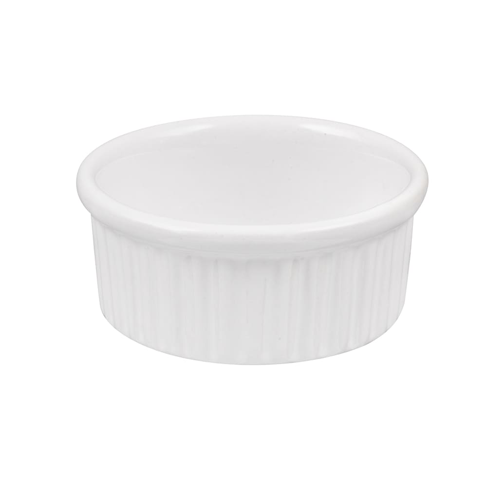 166-CRMK4 Fluted Ramekin w/ 4 oz Capacity, Ceramic/White