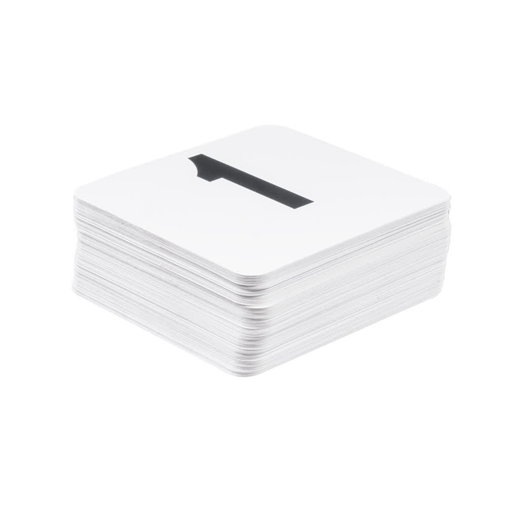 166-4100 Tabletop Number Cards - #1 100, 4" x 4", White/Black