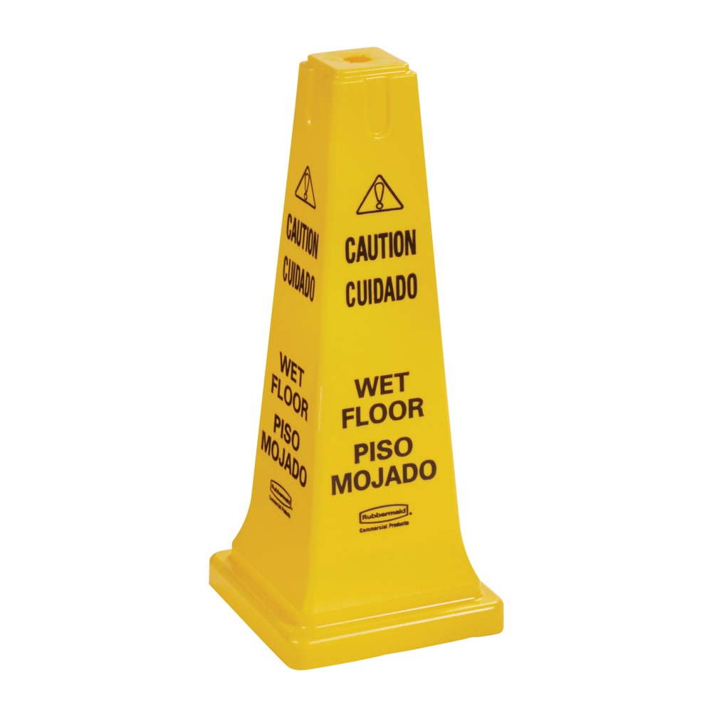 007-627777Y Safety Cone - "Caution, Wet Floor" Multi-Lingual, Yellow