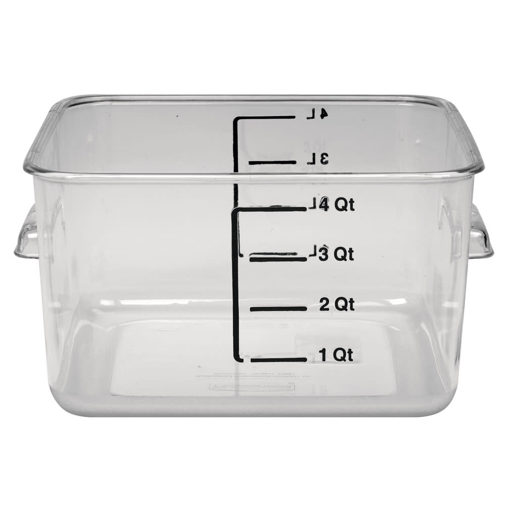 007-6304 4 qt Space Saving Square Food Storage Container - Clear Poly