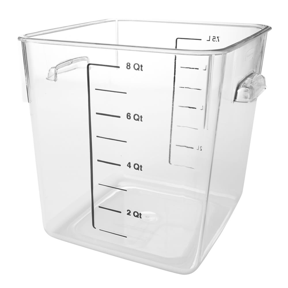 Rubbermaid FG630800 8 qt Space Saving Square Food Storage Container Clear Poly