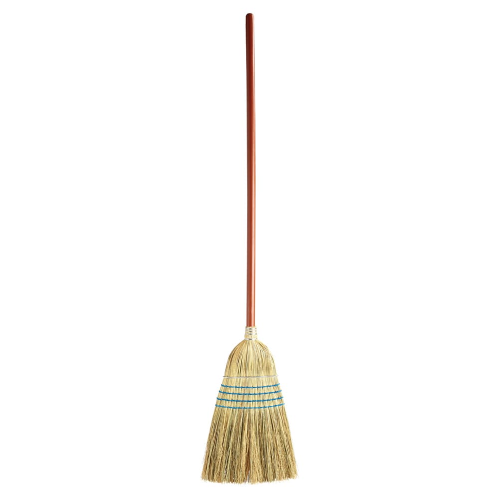 007-6383 58"L Warehouse Broom w/ Straight Corn Bristles & Stained Handle