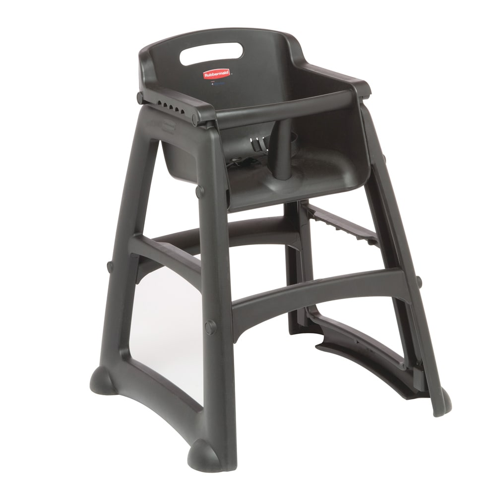 007-781408BLA 29 3/4" Stackable Plastic High Chair w/ Waist Strap, Black