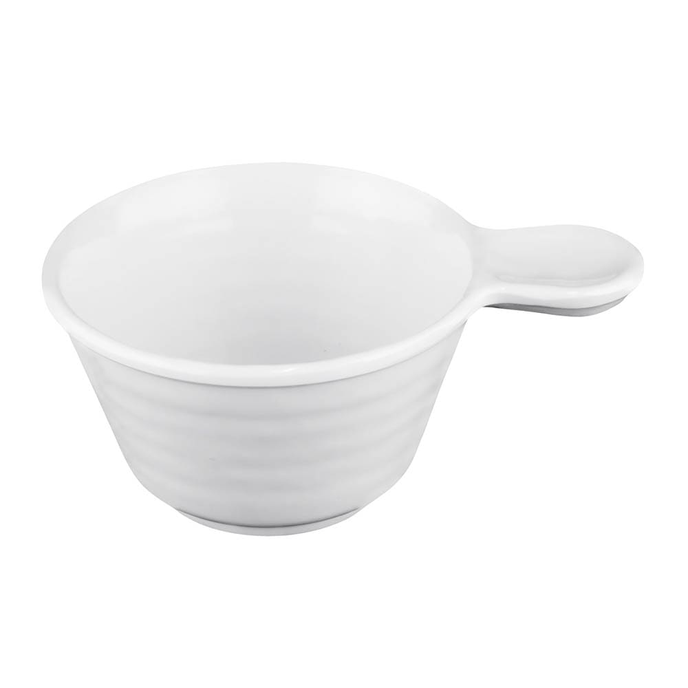 701-D42RRW 10 oz Round Pebble Creek Bowl w/ Handle - Melamine, White