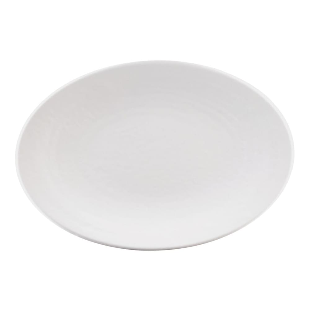 701-D812RRW 12 3/4" x 8 3/4" Oval Pebble Creek Platter - Melamine, White