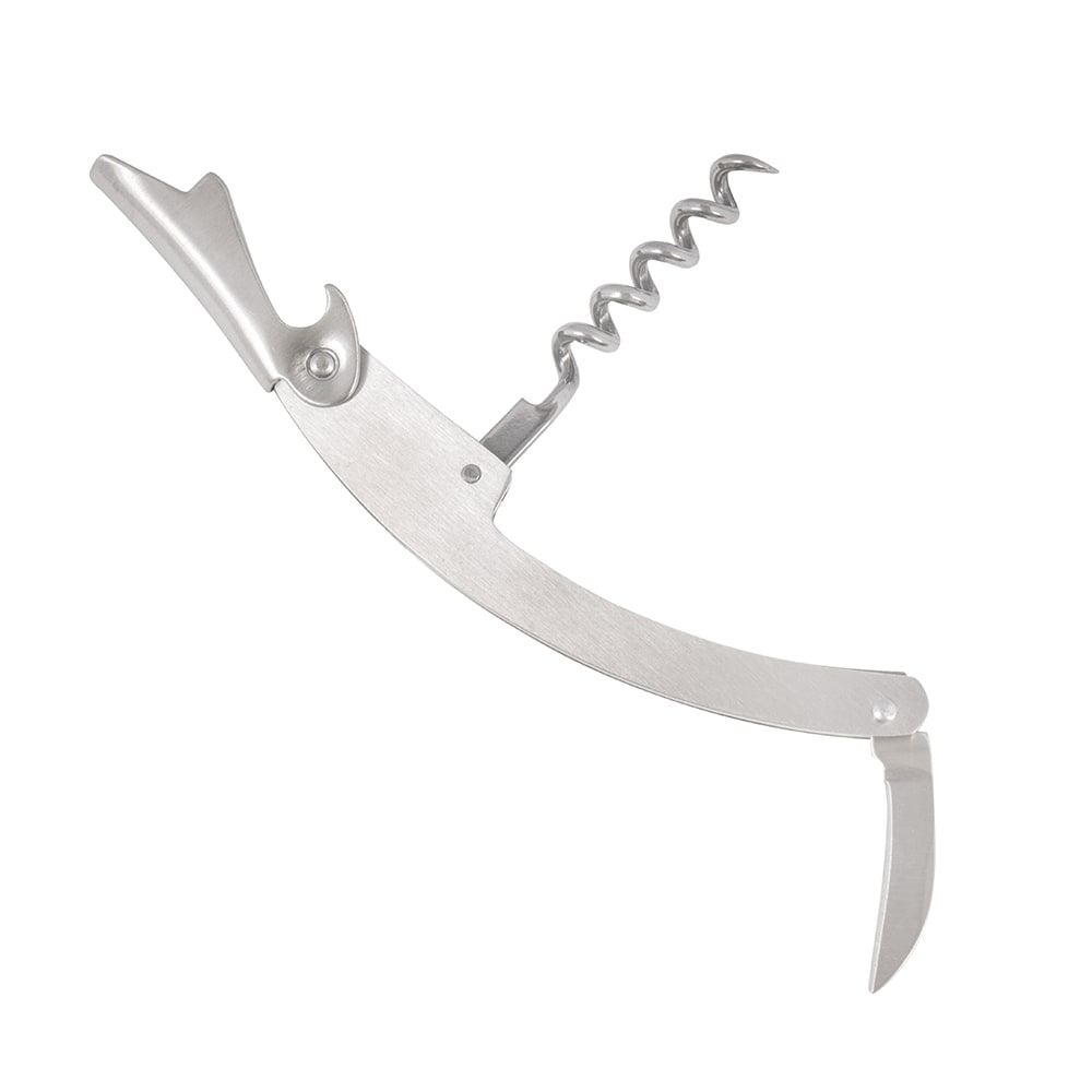 166-WCS137 Waiter's Corkscrew w/ Foil Cutter & Bottle Cap Opener, Stainless