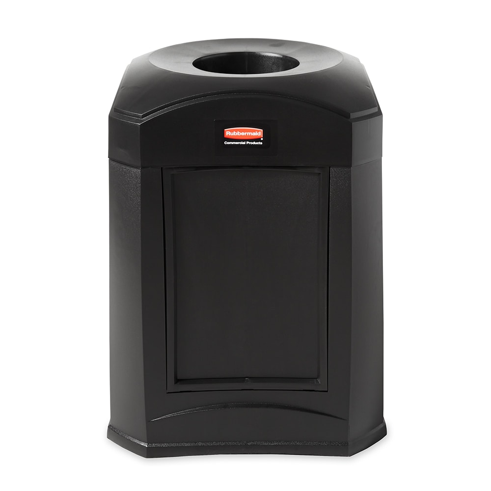 007-FG9W0200BLA 35 gal Landmark Funnel Top Trash Container - Panel Frame, Rigid Liner, Black