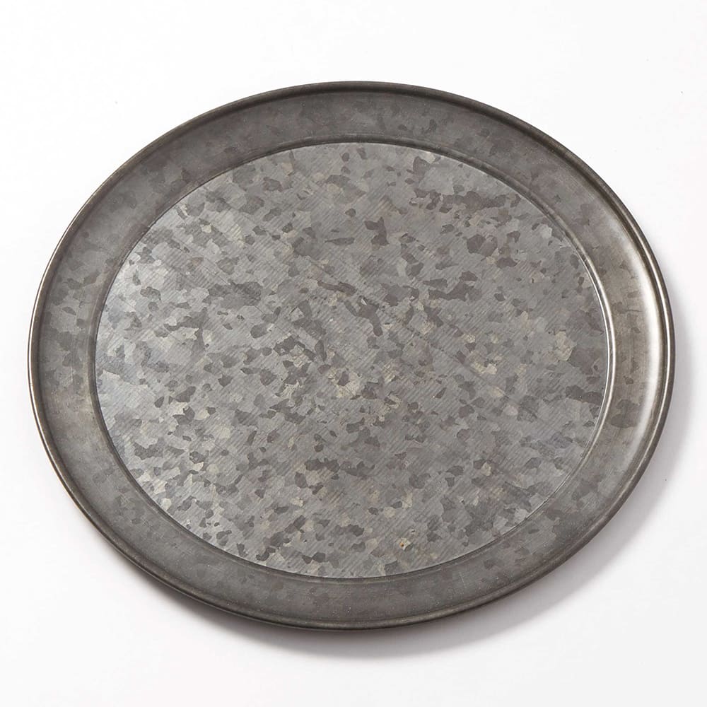 166-GTP12 12" Round Serving Tray - Galvanized w/ Onyx Finish