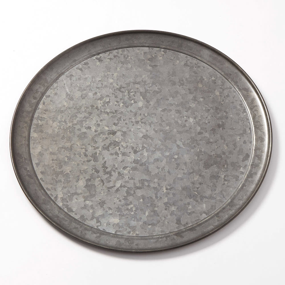 166-GTP14 14" Round Serving Tray - Galvanized w/ Onyx Finish