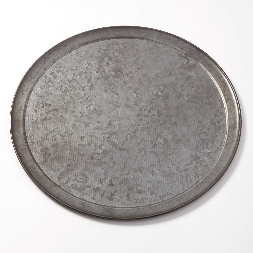 166-GTP16 16" Round Serving Tray - Galvanized w/ Onyx Finish