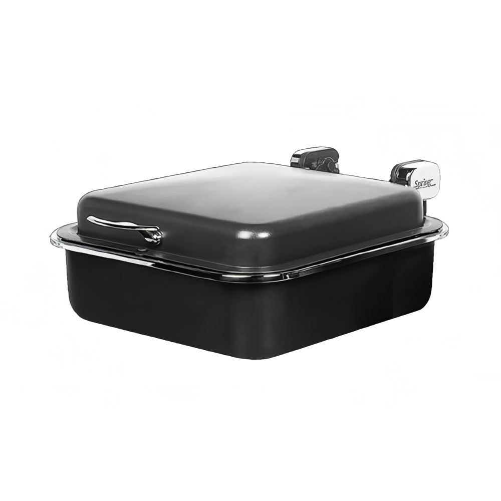 Spring USA 2384-897 6 qt Rectangular Induction Chafer - Solid Top, Titanium w/ Gold Accents