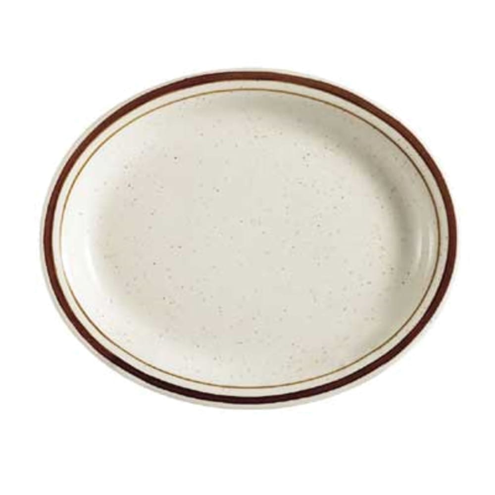 CAC AZ-13 11 1/2" x 9" Oval Arizona Platter - Ceramic, Brown/White