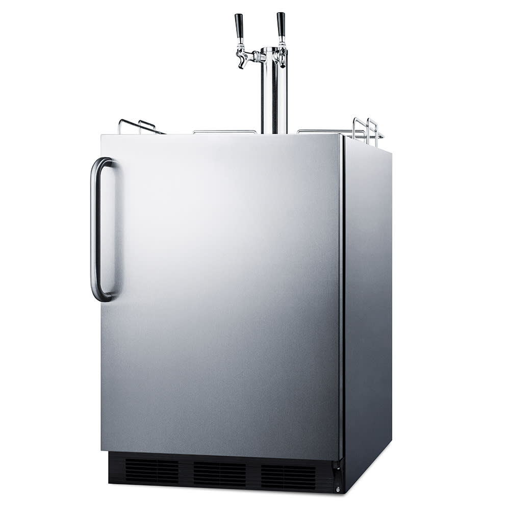 162-SBC58BBICSSADA 24" Kegerator Beer Dispenser w/ 2 Sixth Keg Capacity - 1 Column, Stainles...