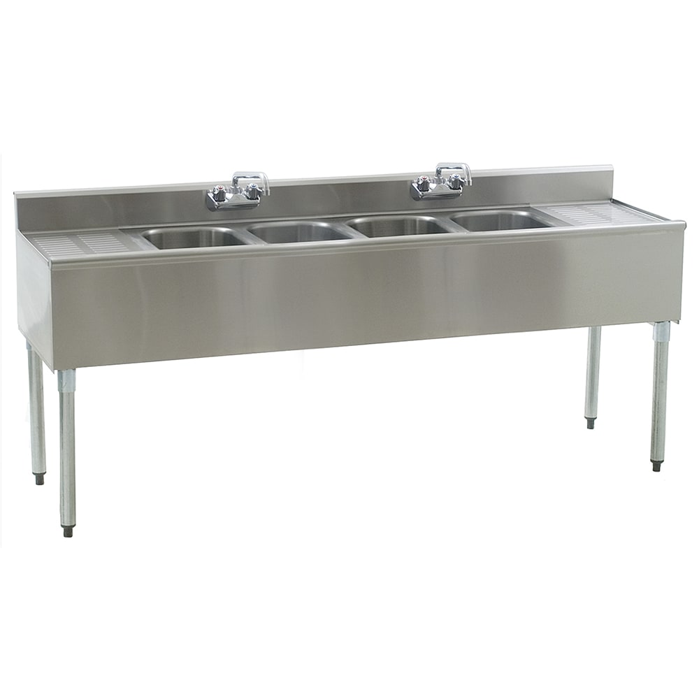 241-B6C418 72" Underbar Sink Unit w/ (4) Compartments, 12 1/2" Left & Right Drainbo...