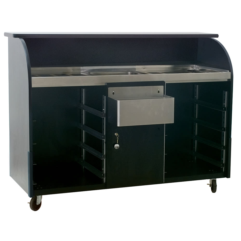 241-DPB5 63" Portable Bar w/ Ice Bin & Double-Tier Speed Rail, Black